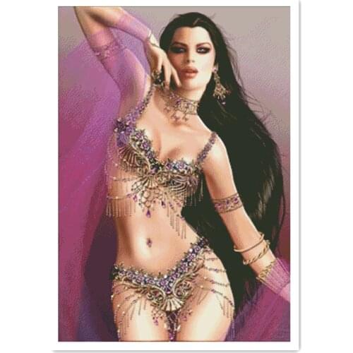 Indian beauty cross stitch package girl 18ct 14ct 11ct cloth cotton thread embroidery DIY handmade needlework