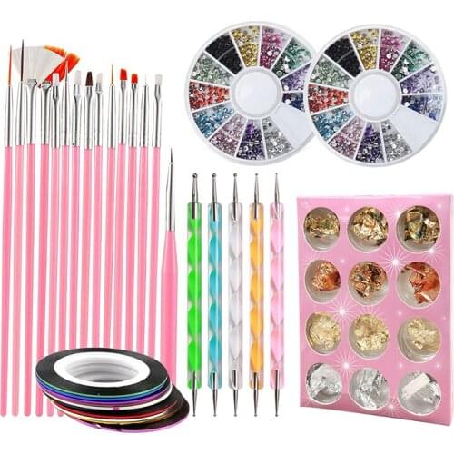 Nail Tools Painted Pen Set Gold and Silver Line Round Box Jewelry Diamond Point Pen Gold and Silver Foil 15 Brush Set TN