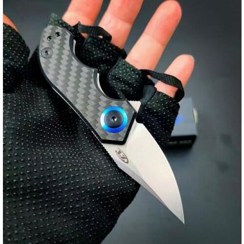 ZT0022 Pocket Folding Knife Carbon Fiber Handle Flipper Steel Blade Camping Hunt Kitchen Knife Outdoor Survival EDC Tools