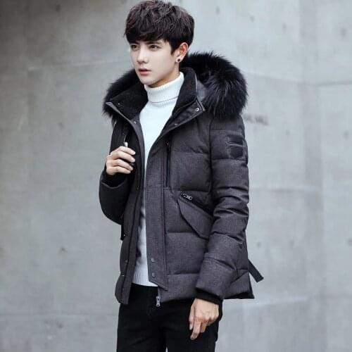Duck Down Jacket Men Short Winter Coat for Men Korean Black Puffer Mens Jackets Detachable Hat Parka Pluma Hombre KJ789