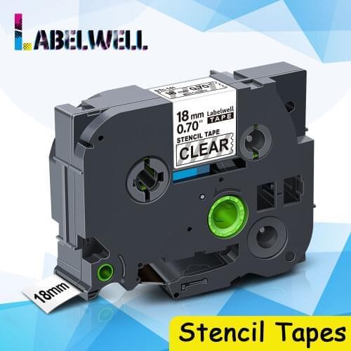 Labelwell Labeling Tape STe-141 for Brother Stencil Tapes STe141 STe141 18mm Black on Clear for Brother P-touch label Maker