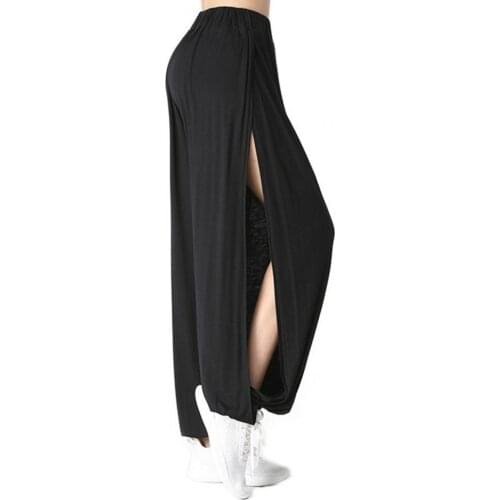 Fashion Summer Hollow Out Women Breathable Comfortable Modal Yoga Sliting Design Pants Loosen Jogging Trousers for Fitness