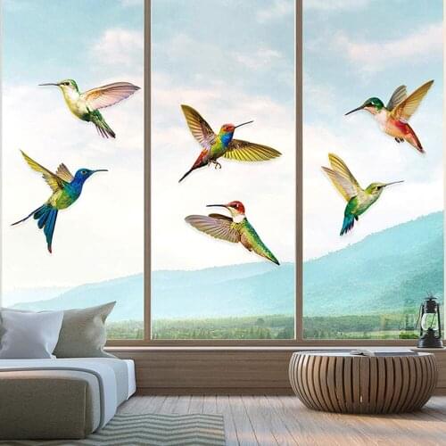 Glass Sticker Birds Hummingbird Butterfly Dragonfly Window Decoration Decals Static Film Home Decoration Simulation Painting