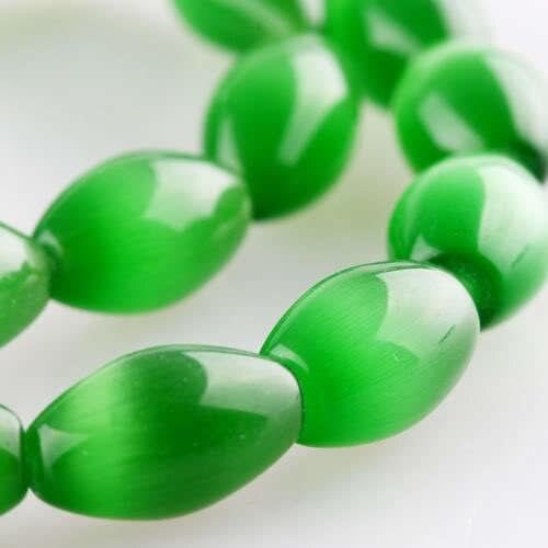 New fashion 8x12mm green Mexican opal rice barrel crystal cats eyes loose spacers accessories beads 14inch BV219