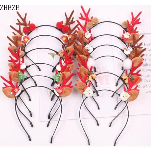 1Pc 2021 New Cute Christmas Antlers Tree Santa Claus Snowman Headband Party Sweet Headwear Festival Hair Accessories For Women