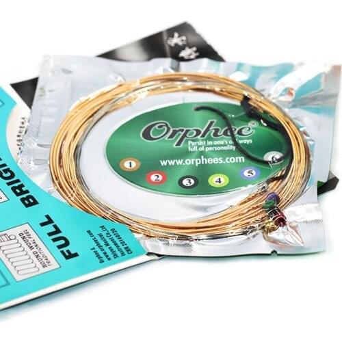 Orphee 6Pcs Acoustic Folk Guitar Strings Hexagonal Steel Core 80/20 Bronze Wire Wound Super Light Tension