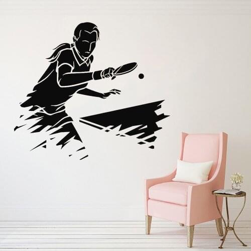 Ping Pong Sports Wall Sticker For Exercise Room Table Vinyl Wall Decal Home Art Wall Stickers Decor Vinyl Removable FM-188
