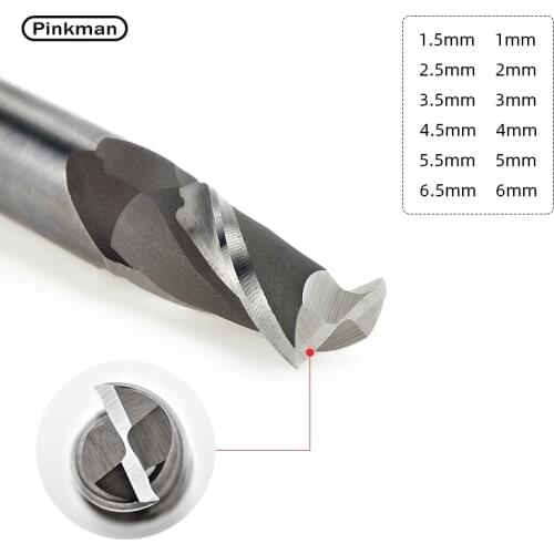 Pinkman 1pc Two Flute 1-6.5mm CNC Milling Cutter Router Bit For Metal Carbide Milling Cutters Router Drill Bits For Metal Tool