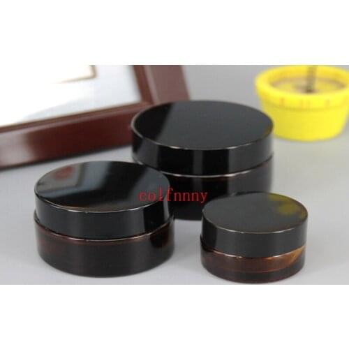 100pcs/lot 5g 10g 20g 30g Empty Brown Glass Bottle Eye Cream Glass Container Cosmetic Jar Make Up Pot black Cap Packaging Vials