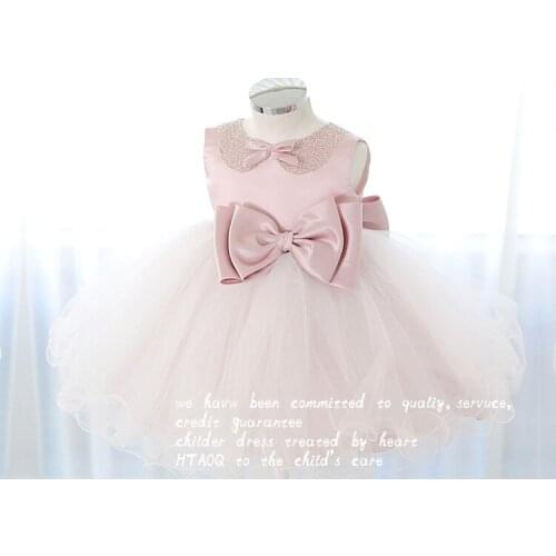 Pink Diamond Bow Girl Wedding Dress Flower Girl Party Birthday Dresses Princess tutu Dress Infantiles Princesa