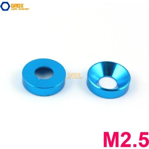 30 Pieces M2.5 Sky Blue Aluminum Washer Countersunk Flat Head Screw Washer
