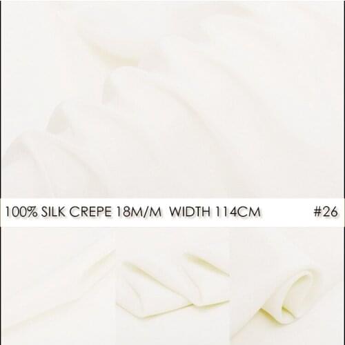 SILK CREPE DE CHINE 114cm width 18momme 100%Natural Silk Dress Fabric crepe de chine silk Wedding Fabric Natural White-NO 26