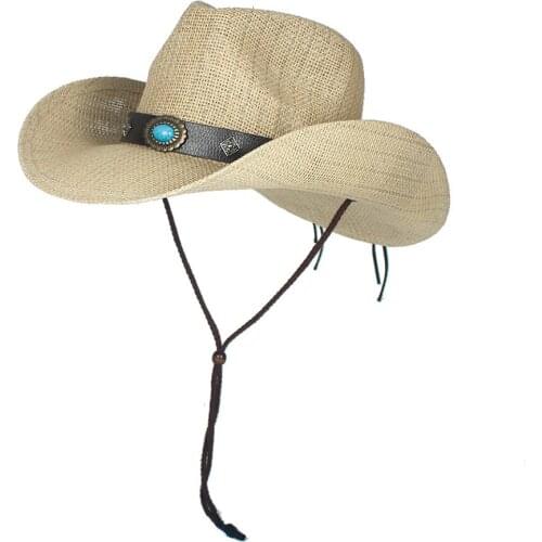 Fashion Women Men Straw Hollow Western Cowboy Hat Lady Dad Summer Sombrero Hombre Beach Cowgirl Jazz Sun Hat Size 56-58CM