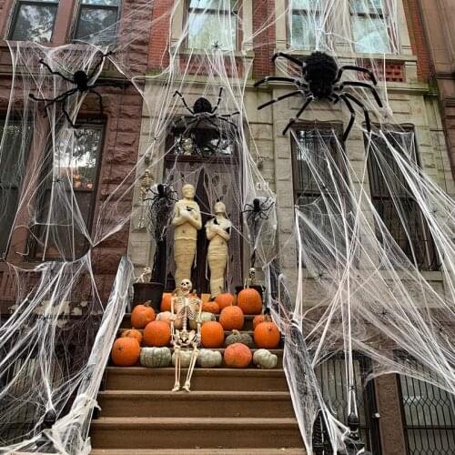 Halloween Decoration Artificial Spider Web Scary Party Scene Props White Stretchy Cobweb Horror for Home Decoration Accessories