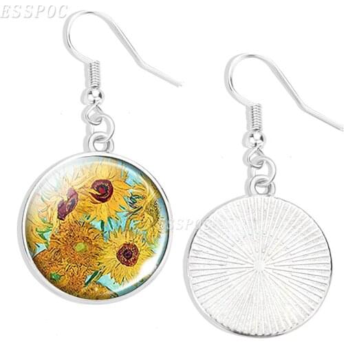 Van Gogh Sunflowers Earrings Sunflower Dangle Earrings Sunflower Jewelry Student Gift