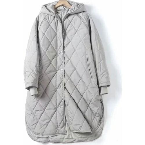 Nlzgmsj Za Women 2021 Winter Autumn Oversize Plaid Hooded Parka Coat Ladies Waist Bag Cotton Jacket Coat Loose Long Women 202108