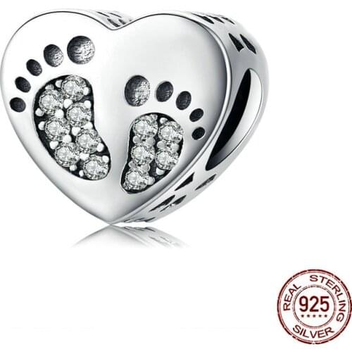 925 Sterling Silver Heart-shaped Footprint Pendant Fashion Jewelry for Women Original Silver Bracelet Bracelet ZSCC271395
