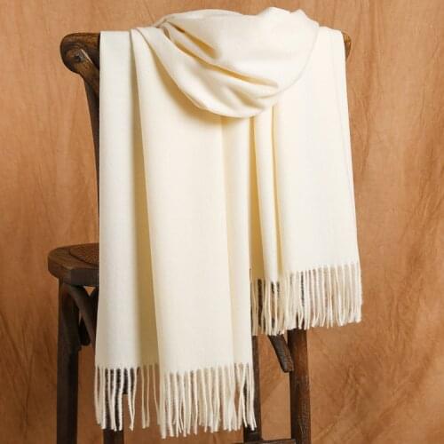 Women Wool Scarf Blanket Pashmina White Large Autumn Winter Warm Shawl Cashmere Travel Wrap Ladies Trendy Fashion Scarves