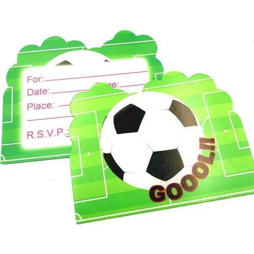10pcs World Cup Theme Soccer Green Decor Invitation Cards Theme Children Party decorations favors Happy Birthday supplies