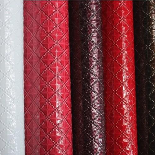 10 yards roll High-gloss big and small diamond grain PVC artificial leather Luggage decoration shiny leather fabric wholesale