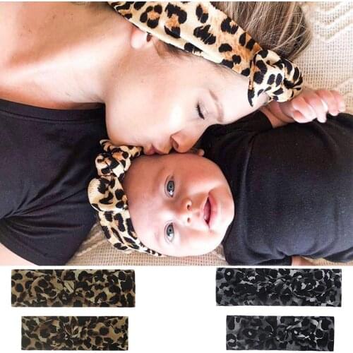 20pc/lot Mommy and me headband Top Knot Leopard Printed Turban For Mom Daughter Fashion Family matching headband Headwear