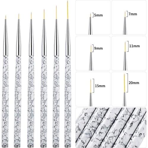 3Pcs/Set New Nail Art Brush Drawing Painting Flower Liner Pen 3D Tips Marble Pattern Handle Brushes UV Gel Polish Manicure Tools