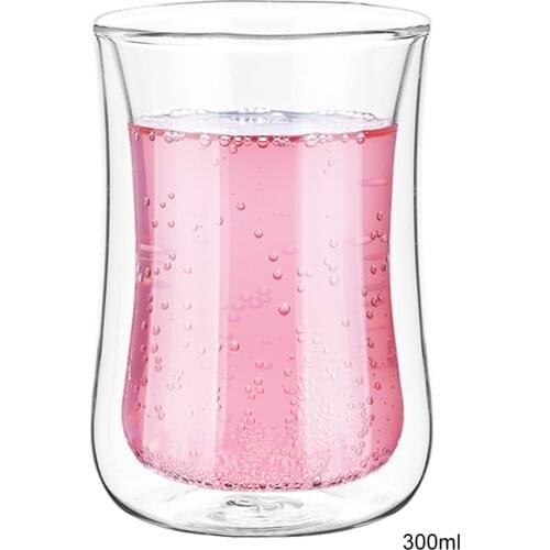 300ml Insulated S Slim Shaped Double Wall Glass Cup Borosilicate Drinkware Juice Mug Office Water Iced Tea Glass Coffee Milk Cup