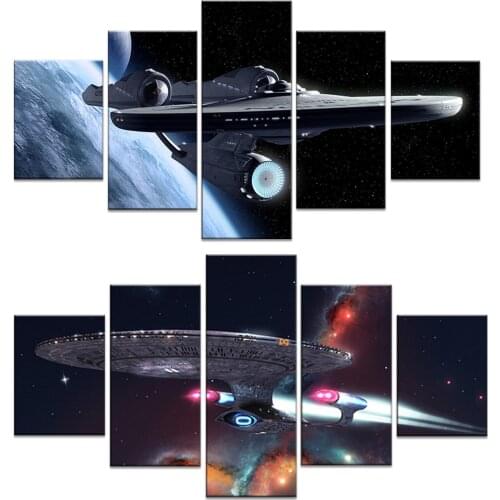 5 Piece Star Trek Movie Fantasy Outer Space Universe Spaceship Poster HD Wall Picture Poster Canvas Painting Bedroom Wall Decor