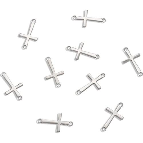 50pcs Cross Pendants 304 Stainless Steel Links Charms for Necklace Jewelry Findings Making DIY Accessories 17x9.5x0.8mm