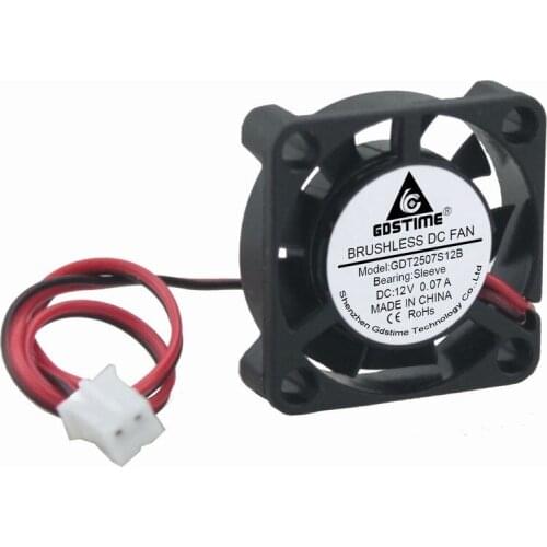 50pcs lot Gdstime New Micro Cooler Fan 2507S 25*7mm DC 12V Brushless DC Cooling Fan 25mm x 7mm