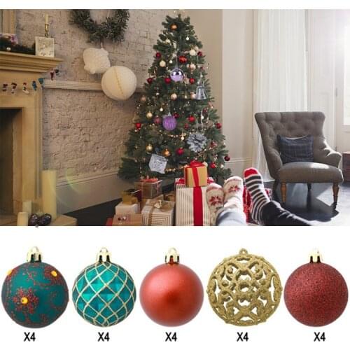 6CM 20 PCS Christmas Balls Set Festival Dec Shatterproof Christmas Tree Pendants Plastic DIY Hanging Large Hanging Ball Ornament