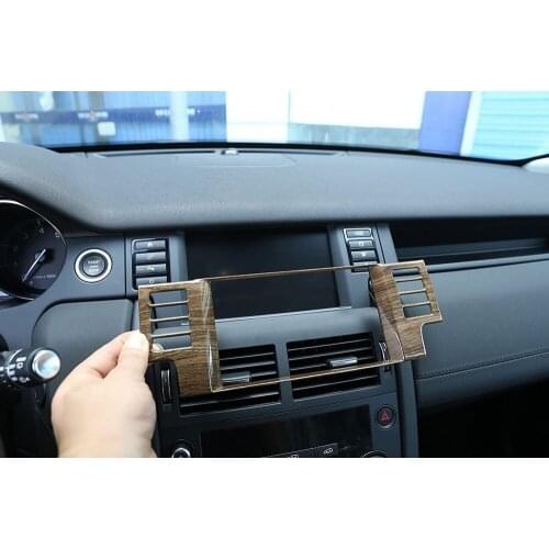 ABS Walnut Brown Navigation Screen Box Frame Cover Trim Sticker 1pc For Land Rover Discovery Sport 2015 2016