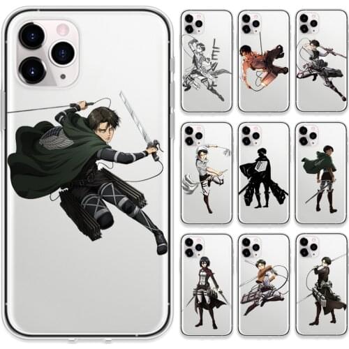 Attack on Titan Phone Case for Iphone 12 Mini 11 Pro XS MAX 8 7 6 6S Plus X SE XR Sergeant Mikasa Levi TPU Fundas Coque Case