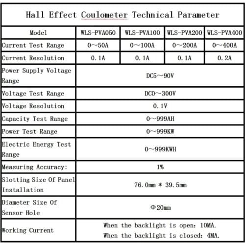 DC300V 100A 200A 400A Hall Effect Coulometer Digital Voltmeter Ammeter Sensor