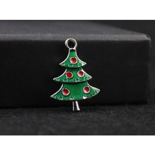 Zinc Alloy Metal Colorful Enamel Christmas Tree Charms Pendants For Jewelry Making Accessories DIY Gift Wholesale 30pcs ZA1394