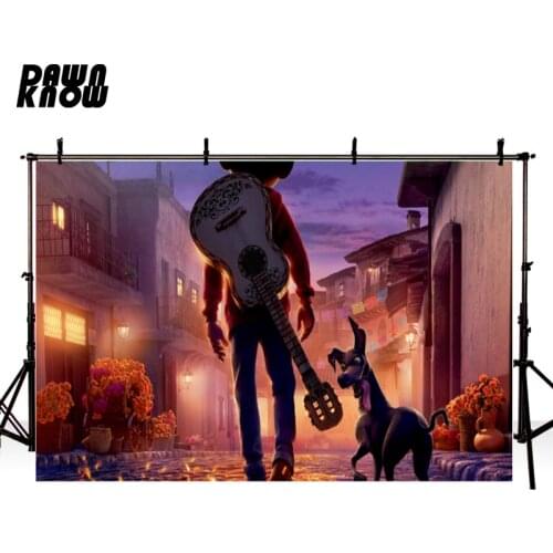 DAWNKNOW COCO Miguel Photography Background Backdrop Cartoon Dog Baby Party Planning Poster Tapestry Photocall Photo Studio