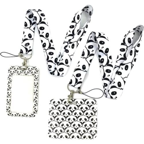 Panda Anime Lanyard Badge Holder ID Card Lanyards Mobile Phone Rope Key Lanyard Neck Straps Keychain Key Ring