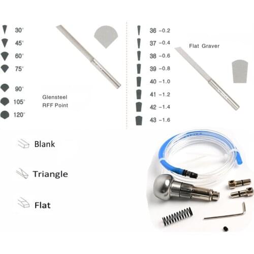 Glensteel RFF Point Graver Jewelry Engraving Knife HandPiece Connector handle Pneumatic Engraving Machine hand shank gravers