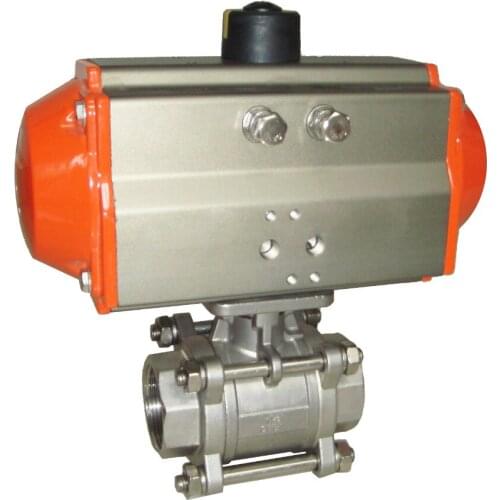 HSH-Flo 3/4" 2 Way CF8 3-Piece Double Acting Pneumatic Actuated Ball Valve
