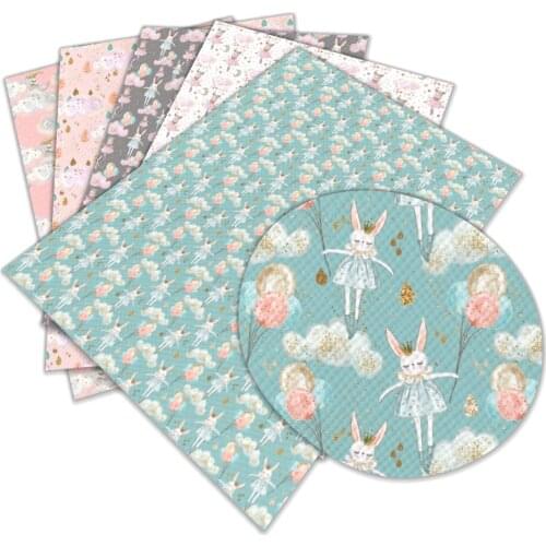 PU Leather Fabric 30 cm x 136 cm Cloud Printed DIY Sewing Garment HairBow Bags L034