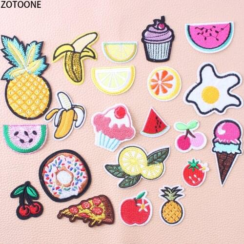 ZOTOONE Wild Fruit Cake Iron on Patches for Clothes Embroidered Patch DIY Stripes Application Clothing Badges Stickers Appliques