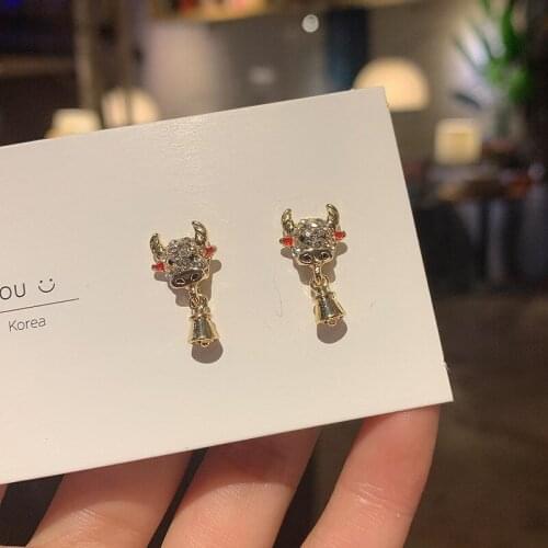 ZDMXJL 2021 New Fashion Womens Earrings Fine Simple Zircon Cute Animal Cow Earrings For Women Girl Party Jewelry Gift Wholesale