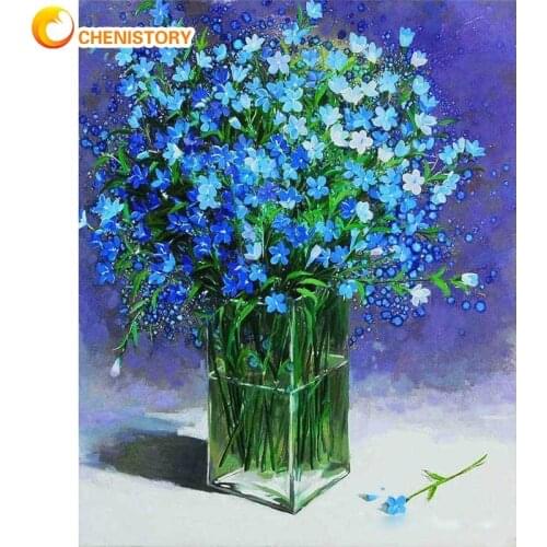CHENISTORY Framed Blue Sky Star Landscape Oil Paints By Numbers For Adults Painting HandPainted Diy Gift Modern Home Wall Art
