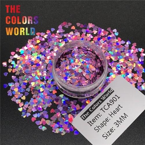 TCT-214 Heart Shape Holographic 3MM Size Nail Glitter Nail Art Decoration Body Glitter Makeup Face Painting Henna Handwork DIY