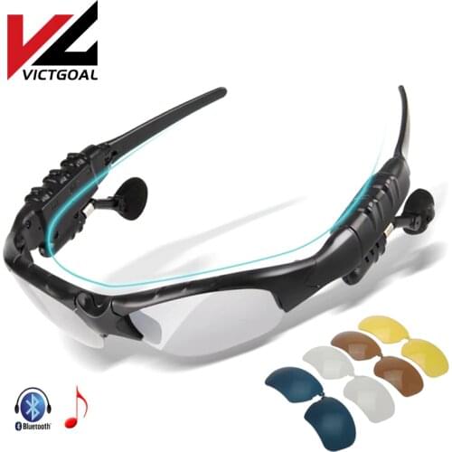 VICTGOAL Cycling Bluetooth Glasses Men 5 Lenses Polarized Bicycle Glasses Mountain Road Bike Eyeglasses Driving Sports Eyewear