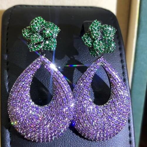 High Quality Luxury Shiny Big Drop Earrings For Women Wedding Party Dubai Bridal Earrings New Fashion Gift Jewelry korean