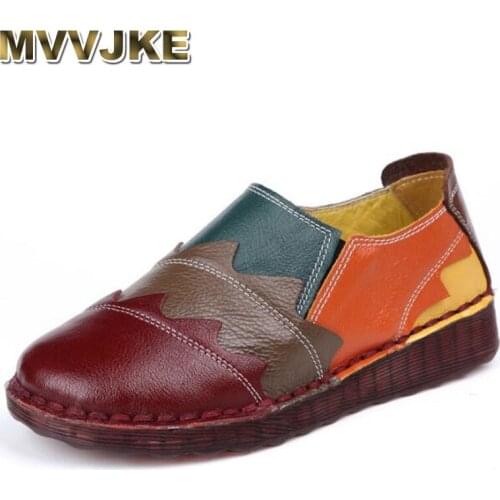 MVVJKEDesigner Women Genuine Leather Moccasins Mixed Colors Ladies Ballet Flat Shoes Women Soft Moccasins Casual Shoes Ballerina
