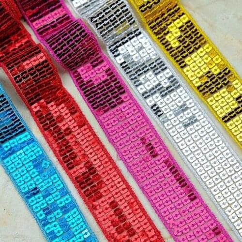 Zsbszc 18M Long 2.5cm Width sequin Lace trim Bright Fringe Trim Ribbon Sew Latin Dress DIY Accessorie ZB090