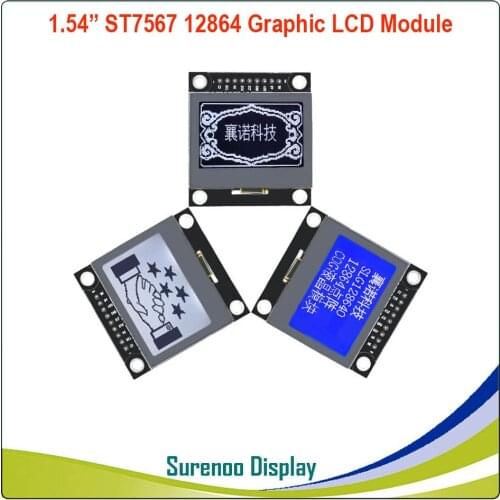 1.54" 42.0X47.5MM 12864 128X64 ST7567 COG Graphic Serial SPI LCD Module Display Screen LCM with LED Backlight