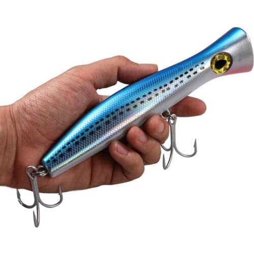 1pcs 120g Popper Fishing Lure Saltwater GT Offshore Big Game Top Water Tuna Lures Popper Floating Lure With VMC Hooks